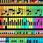 **Image of Musical Rhythm:** Abstract representation of musical rhythm as a mathematical structure, possibly incorporating visual elements of fractions, ratios, and musical notation. Visualize it with a vibrant and dynamic style.