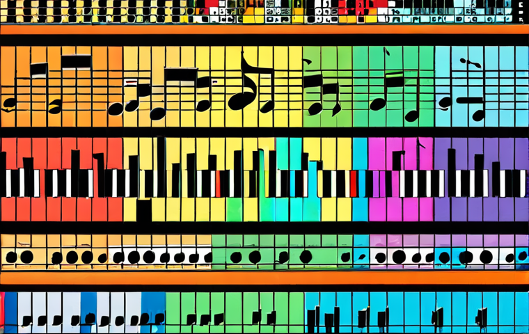 **Image of Musical Rhythm:** Abstract representation of musical rhythm as a mathematical structure, possibly incorporating visual elements of fractions, ratios, and musical notation. Visualize it with a vibrant and dynamic style.