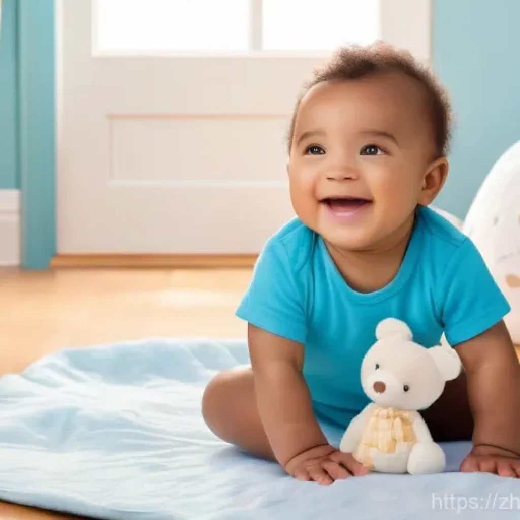 이항분포와 포아송 분포 차이 - A cheerful toddler, approximately 12 months old, dressed in a clean, soft white diaper and a brightl...