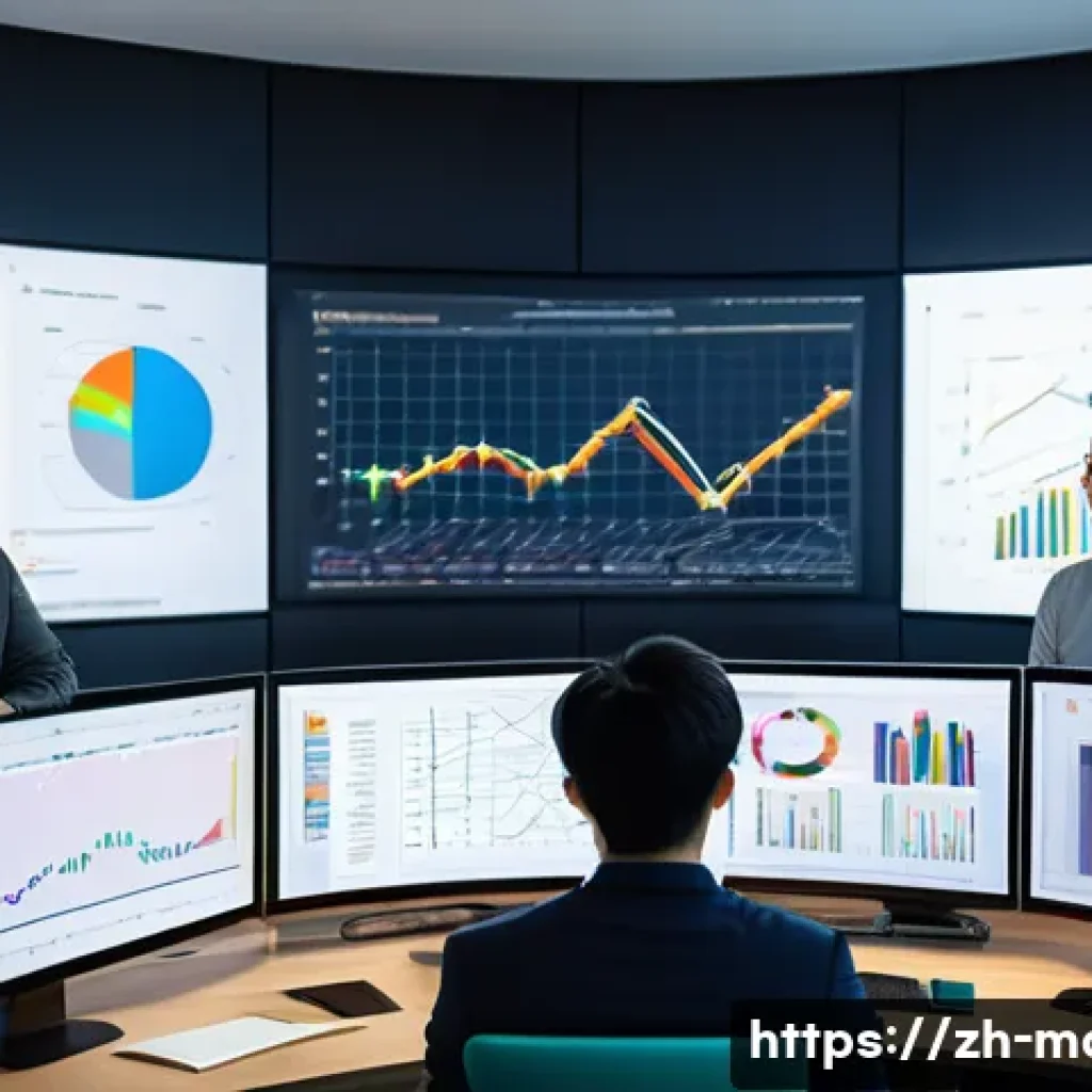회귀 분석과 머신러닝 - A modern office workspace with a diverse team of young Chinese data scientists analyzing complex gra...
