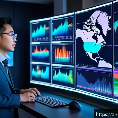 가우시안 프로세스와 머신러닝 - A futuristic data scientist analyzing complex, non-linear weather patterns on multiple holographic s...