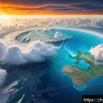 비선형 동역학 시스템 - A highly detailed and realistic illustration of a chaotic weather system showcasing the butterfly ef...