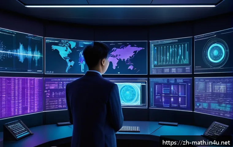 NP 문제와 P vs NP 문제 - A sophisticated digital illustration of an advanced artificial intelligence system analyzing complex...