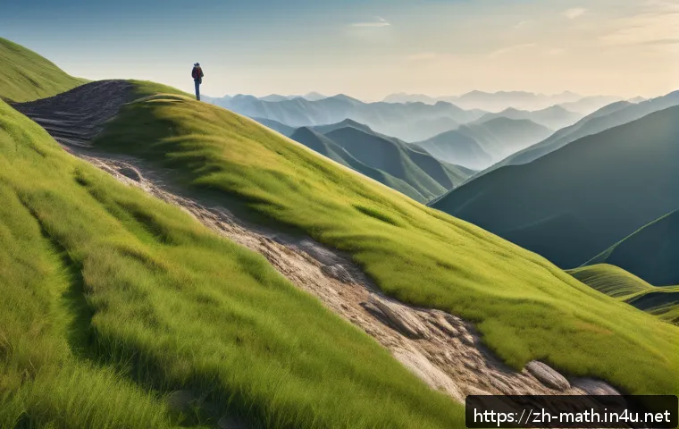 전미분과 방향 미분 - A detailed and realistic 3D landscape scene of a mountainous terrain under bright daylight, showing ...